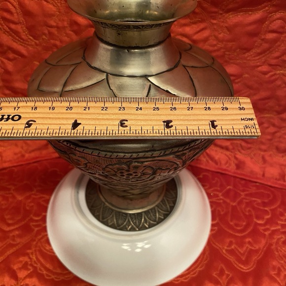 Vintage Middle East Handmade Engraved Brass Vase / Urn - Picture 7 of 9